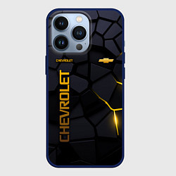 Чехол для iPhone 13 Pro Chevrolet - плиты с эффектом свечения, цвет: 3D-тёмно-синий