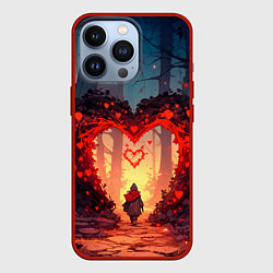 Чехол для iPhone 13 Pro Сердце в сердце на закате, цвет: 3D-красный