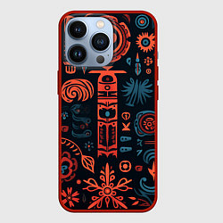 Чехол для iPhone 13 Pro Абстрактный паттерн в славянской стилистике, цвет: 3D-красный