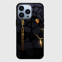 Чехол для iPhone 13 Pro Porsche - плиты с эффектом свечения, цвет: 3D-черный