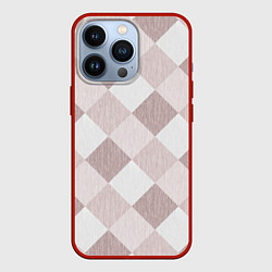 Чехол для iPhone 13 Pro Геометрический светло коричневый узор квадраты, цвет: 3D-красный