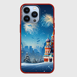 Чехол для iPhone 13 Pro Новогодняя Москва, цвет: 3D-красный