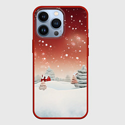 Чехол для iPhone 13 Pro Огни рождественского города, цвет: 3D-красный
