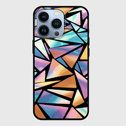 Чехол для iPhone 13 Pro Радужные треугольники - кристаллы голографические, цвет: 3D-черный