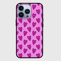 Чехол iPhone 13 Pro Розовые сердечки каракули
