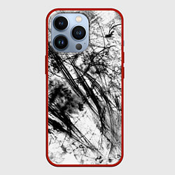 Чехол для iPhone 13 Pro Чёрно белые узоры, цвет: 3D-красный
