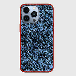 Чехол для iPhone 13 Pro Чёрные и синие мазки, цвет: 3D-красный