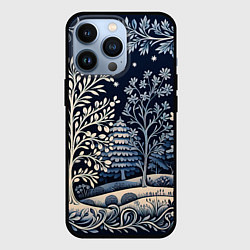 Чехол для iPhone 13 Pro Ледяные узоры нового года, цвет: 3D-черный