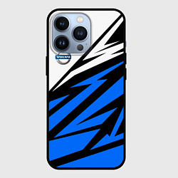 Чехол для iPhone 13 Pro Volvo - white and blue, цвет: 3D-черный