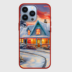 Чехол для iPhone 13 Pro Зимняя сказка снежный пейзаж, цвет: 3D-красный