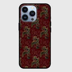 Чехол для iPhone 13 Pro Азиатский стиль дракона, цвет: 3D-черный