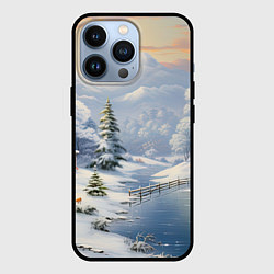 Чехол для iPhone 13 Pro Северное сияние торжества новогодний пейзаж, цвет: 3D-черный