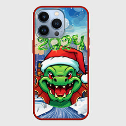 Чехол для iPhone 13 Pro Дракон зимние забавы, цвет: 3D-красный