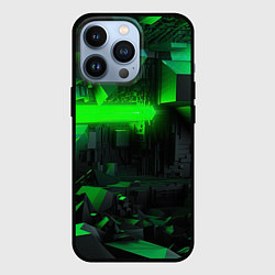 Чехол для iPhone 13 Pro Симметрия зеленых теней, цвет: 3D-черный