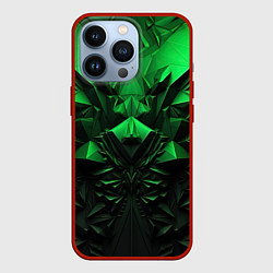 Чехол для iPhone 13 Pro Асимметрия зеленого узора, цвет: 3D-красный