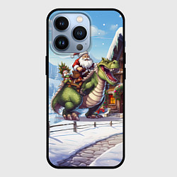 Чехол для iPhone 13 Pro Санта на драконе 2024, цвет: 3D-черный