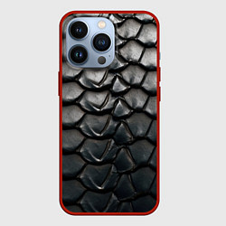 Чехол для iPhone 13 Pro Текстура черного дракона, цвет: 3D-красный