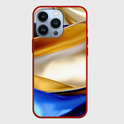 Чехол для iPhone 13 Pro Белая желтая синяя абстракция, цвет: 3D-красный