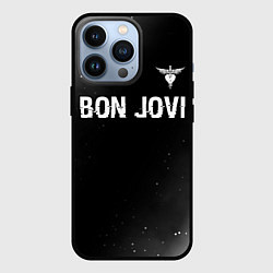 Чехол для iPhone 13 Pro Bon Jovi glitch на темном фоне посередине, цвет: 3D-черный