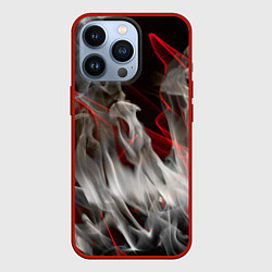 Чехол iPhone 13 Pro Дым и красные узоры