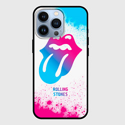 Чехол для iPhone 13 Pro Rolling Stones neon gradient style, цвет: 3D-черный