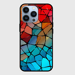 Чехол для iPhone 13 Pro Красно-синяя витражная мозаика, цвет: 3D-черный