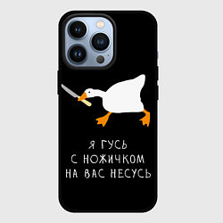 Чехол для iPhone 13 Pro Гусь несется на вас, цвет: 3D-черный