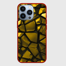 Чехол iPhone 13 Pro Золотые хромированные осколки
