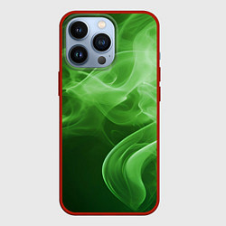 Чехол для iPhone 13 Pro Зеленый дым, цвет: 3D-красный