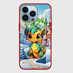 Чехол для iPhone 13 Pro Крошечный дракон зимы, цвет: 3D-красный