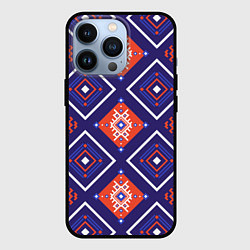 Чехол для iPhone 13 Pro Этнические ромбы в контрасте, цвет: 3D-черный