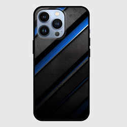 Чехол для iPhone 13 Pro Black blue lines, цвет: 3D-черный