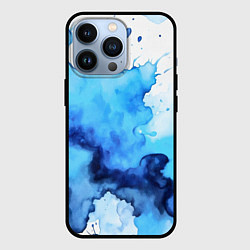 Чехол для iPhone 13 Pro Синяя акварельная абстракция, цвет: 3D-черный