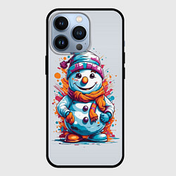 Чехол для iPhone 13 Pro Снеговик от нейросети, цвет: 3D-черный