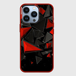 Чехол iPhone 13 Pro Черные и красные треугольные частицы