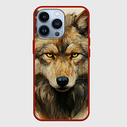 Чехол для iPhone 13 Pro Волк в стиле диаграмм Давинчи, цвет: 3D-красный
