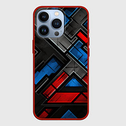 Чехол для iPhone 13 Pro Темная абстракция из геометрических фигур, цвет: 3D-красный