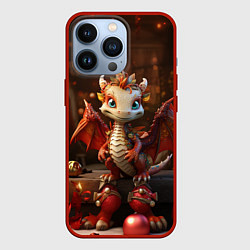 Чехол iPhone 13 Pro Дракон с новогодними шариками