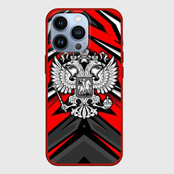 Чехол для iPhone 13 Pro Россия - красная геометрия, цвет: 3D-красный