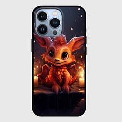 Чехол для iPhone 13 Pro Новогодний дракон у свечей, цвет: 3D-черный