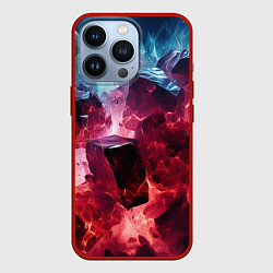 Чехол iPhone 13 Pro Кубы в красном и фиолетовом дыме