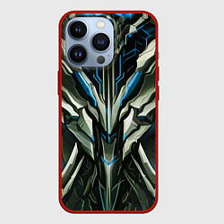 Чехол для iPhone 13 Pro Синяя кибер броня модерн, цвет: 3D-красный