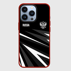 Чехол для iPhone 13 Pro Russia - black and white geometry, цвет: 3D-красный