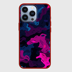 Чехол iPhone 13 Pro Синий и фиолетовый абстрактный камуфляж