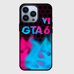 Чехол для iPhone 13 Pro GTA 6 - neon gradient посередине, цвет: 3D-черный