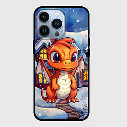 Чехол для iPhone 13 Pro Новогодний зимний дракон, цвет: 3D-черный