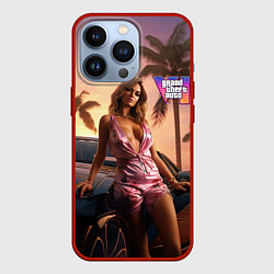 Чехол для iPhone 13 Pro GTA 6 girl, цвет: 3D-красный