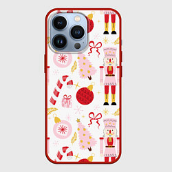 Чехол для iPhone 13 Pro Щелкунчик в розовом цвете, цвет: 3D-красный