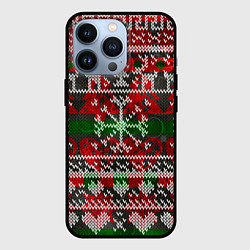 Чехол для iPhone 13 Pro Вязанный орнамент узор, цвет: 3D-черный
