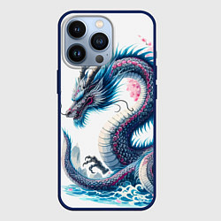 Чехол для iPhone 13 Pro Японский акварельный дракон - ирезуми, цвет: 3D-тёмно-синий